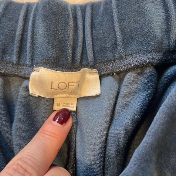 loft blue velour jogger sweatpants sz medium - Picture 3 of 5